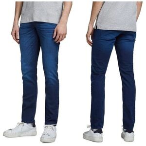 Jack & Jones Glenn 106 Slim-Fit Indigo Knit Stretch Denim Jeans 33W x 32L